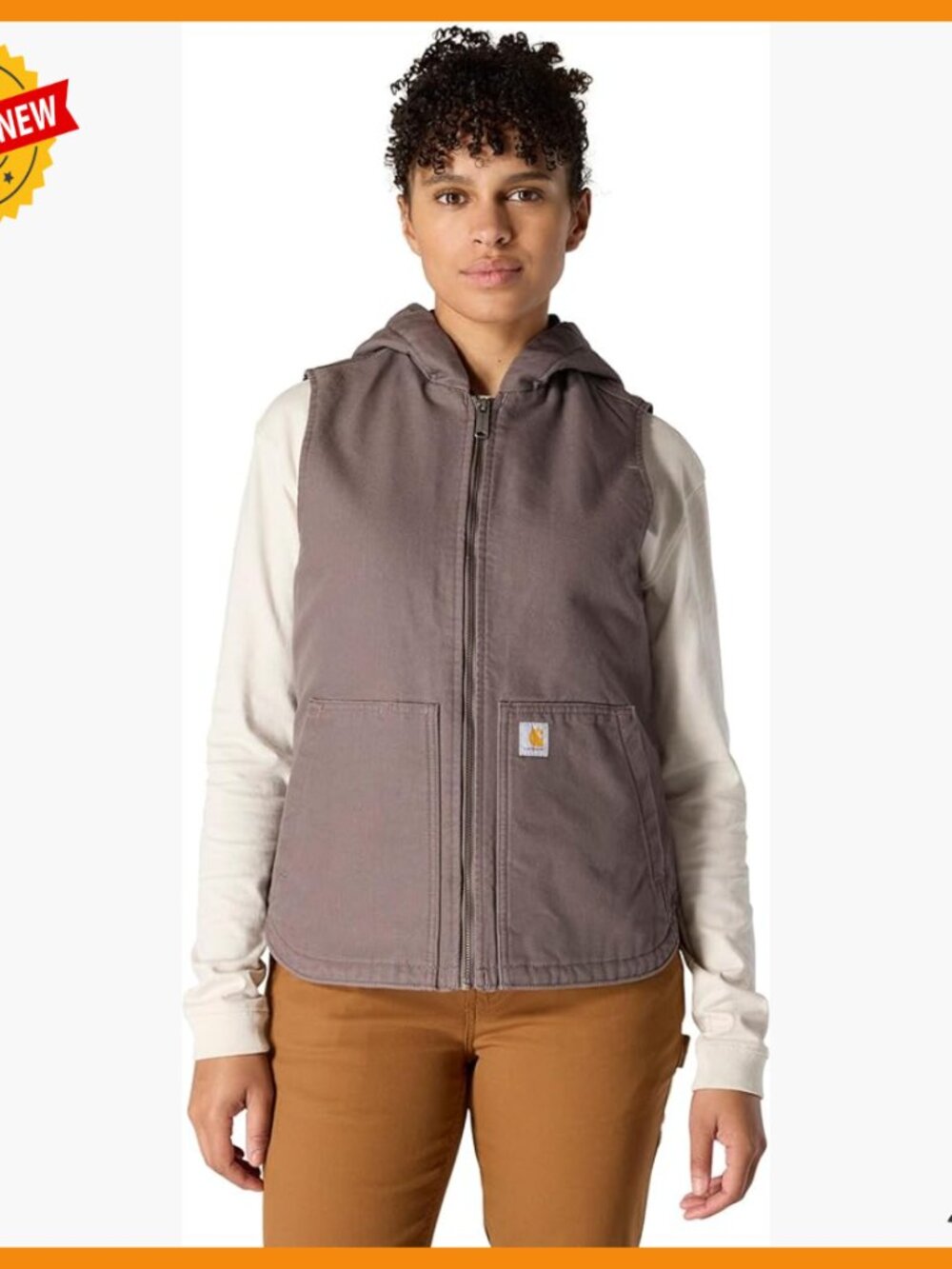 Insulated Hooded Vest, Heavyweight Cotton Duck, Quilted Lining, Front Pockets